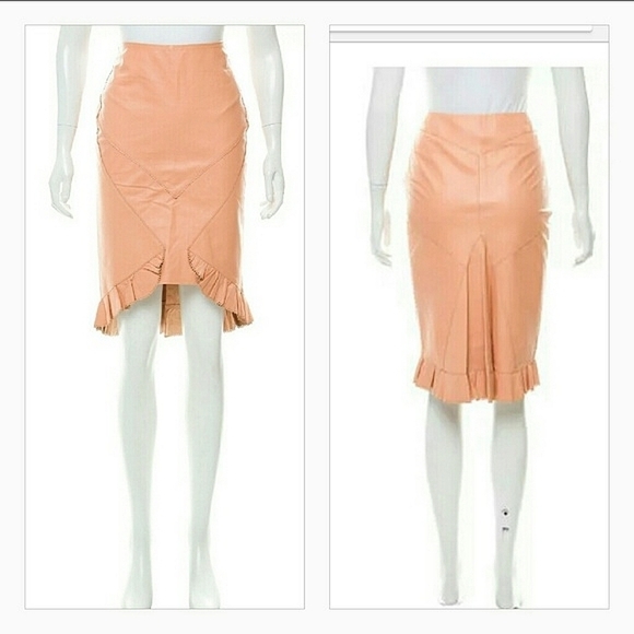 Peach Leather  Roberto Cavalli skirt - Picture 5 of 8